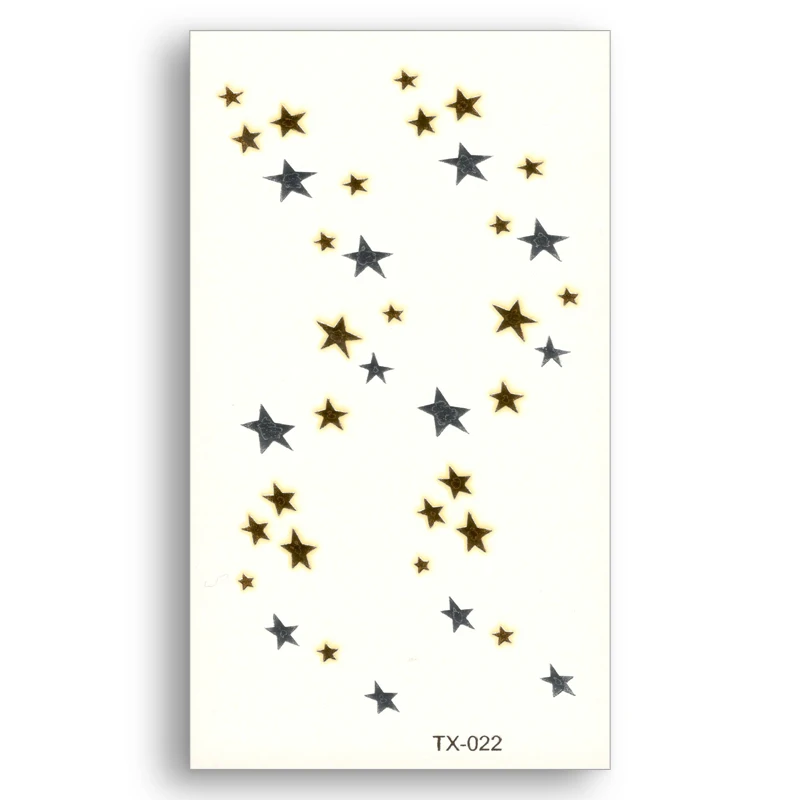 Temporary Fake tattoo Metallic Gold Sliver Pentagram Waterproof Star pattern Stickers Water Transfer Sexy Glitter Body Art
Temporary Fake tattoo Metallic Gold Sliver Pentagram Waterproof Star pattern Stickers Water Transfer Sexy Glitter Body Art
