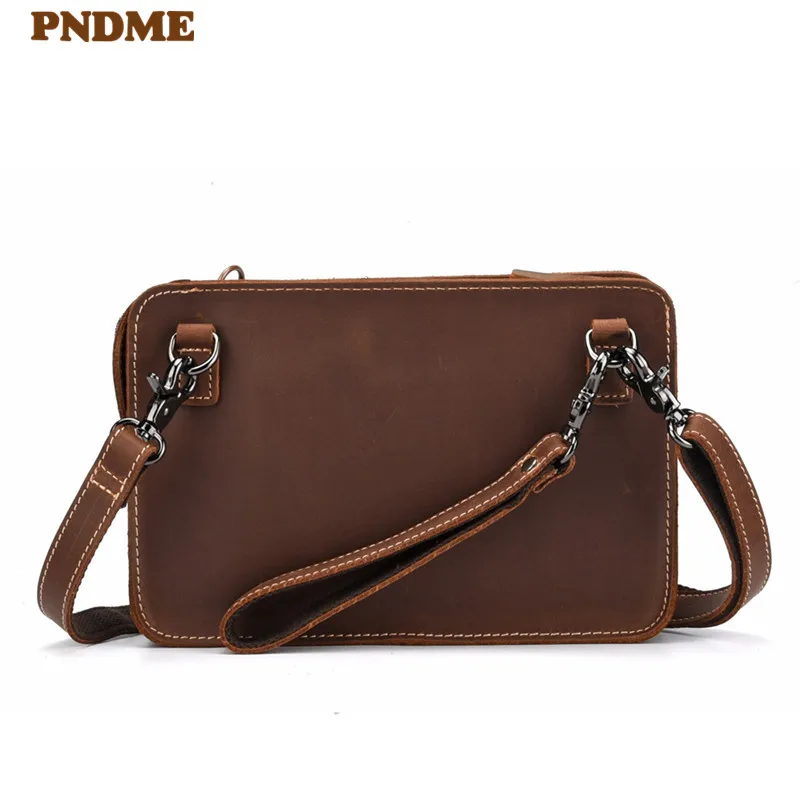 PNDME retro simple genuine leather men's clutch bag simple multi function crazy horse cowhide daily light shoulder messenger bag
PNDME retro simple genuine leather men's clutch bag simple multi function crazy horse cowhide daily light shoulder messenger bag