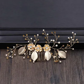 Gold Wedding Hair Accessories Leaves Pearl Crystal Bride Combs for Hair Floral Bridal Hair Combs Headdress Hair Jewelry JL
Gold Wedding Hair Accessories Leaves Pearl Crystal Bride Combs for Hair Floral Bridal Hair Combs Headdress Hair Jewelry JL