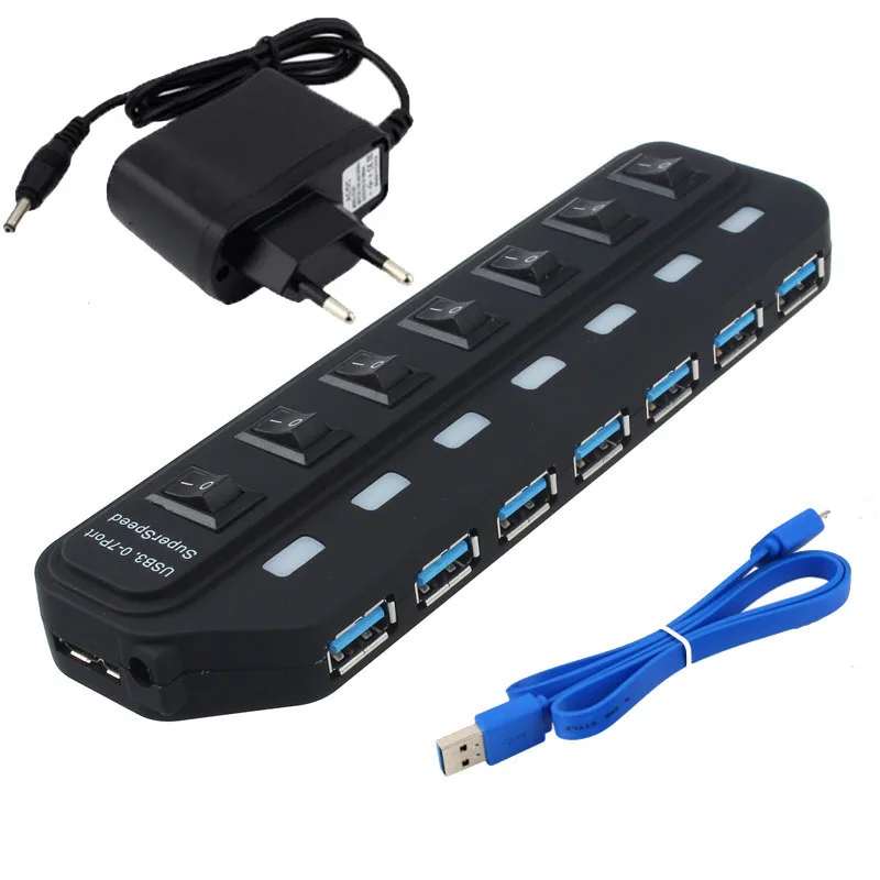 7 Ports USB HUB 3.0 Portable USB 3.0 hub Splitter With EU/US Plug Power Adapter On Off Switch For PC Laptop USB Splitter hub
7 Ports USB HUB 3.0 Portable USB 3.0 hub Splitter With EU/US Plug Power Adapter On Off Switch For PC Laptop USB Splitter hub