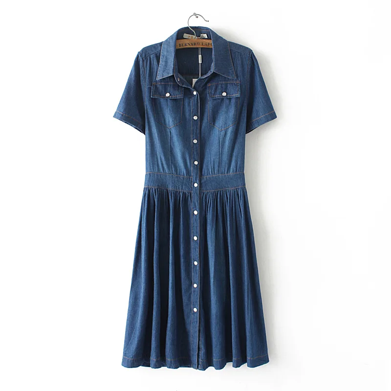 Summer New Arrival Women Fashion Casual Short Sleeves Blue Washed Denim Dresses, Female Plus Size Vestidos Vintage Slim Dress
Summer New Arrival Women Fashion Casual Short Sleeves Blue Washed Denim Dresses, Female Plus Size Vestidos Vintage Slim Dress