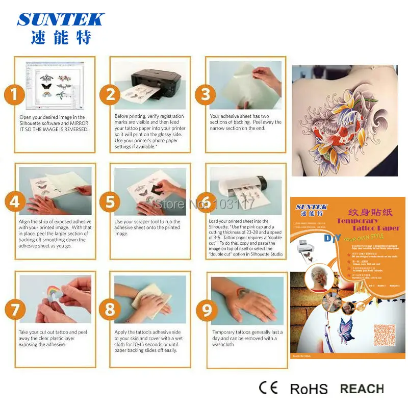 Online Whole Diy Print Tattoo Paper From China 40sets Lot Water Transfer Printing Tattoo Paper Sticker For Inkjet Laser