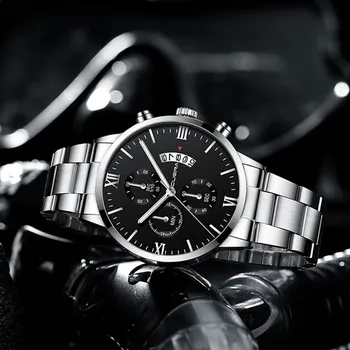 CUENA Fashion Simple Brand Men's Watch Business Stainless Steel Belt Watch Three Eyes Six-Piece Calendar Mens Clock Quartz Watch
CUENA Fashion Simple Brand Men's Watch Business Stainless Steel Belt Watch Three Eyes Six-Piece Calendar Mens Clock Quartz Watch