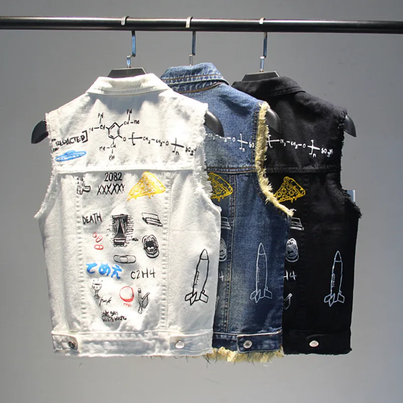 Spring Summer New Women Short Denim Vest Jacket Fashion Print Tassel Sleeveless Cute Jeans Vest Women Loose Plus size Waistcoat
Spring Summer New Women Short Denim Vest Jacket Fashion Print Tassel Sleeveless Cute Jeans Vest Women Loose Plus size Waistcoat