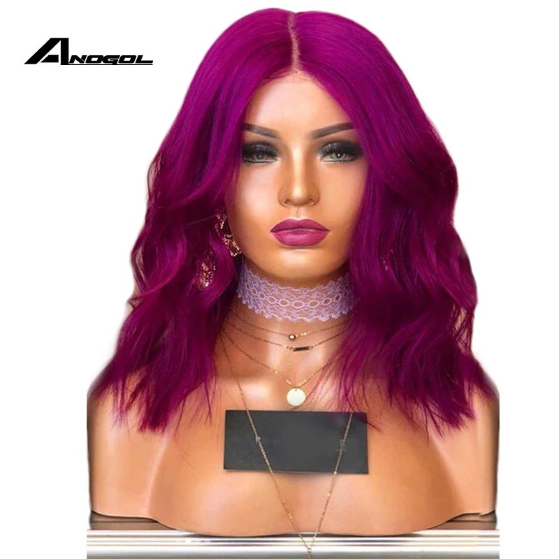 Anogol Pastel Baby Pink Purple Synthetic Lace Front Wig for Black Women Short Wavy Bob Cut Wig High Temperature Fiber Hair Wigs
Anogol Pastel Baby Pink Purple Synthetic Lace Front Wig for Black Women Short Wavy Bob Cut Wig High Temperature Fiber Hair Wigs
