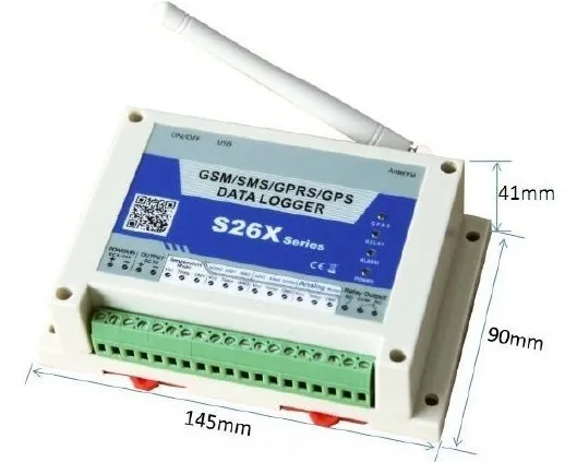 Четырехъядерный регистратор данных о температуре S260 GSM/SMS/GPRS с 2 датчиками/GSM