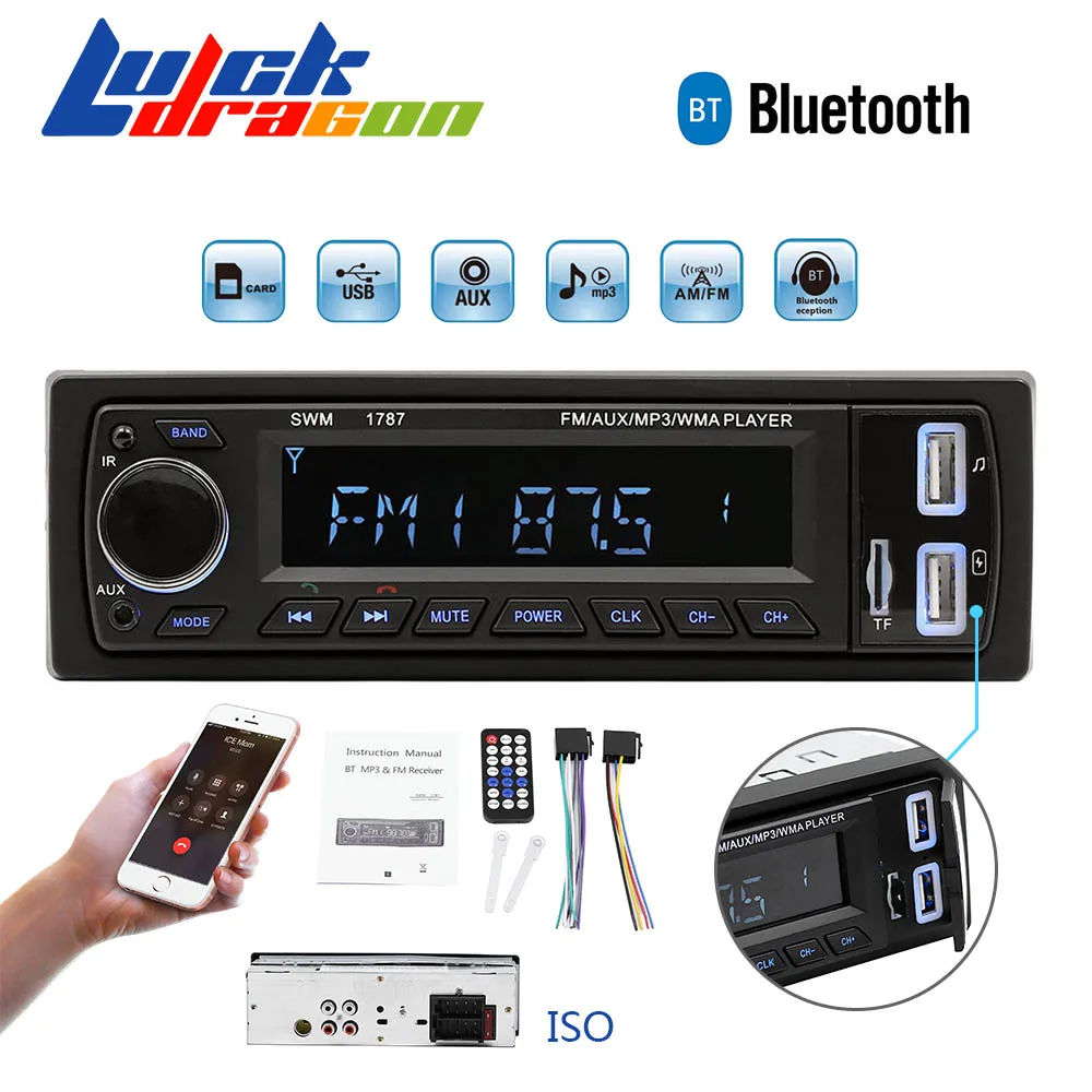 Автомагнитола Аудиомагнитола AUX USB FM TF Bluetooth 1 din|Автомобильные радиоприемники| |