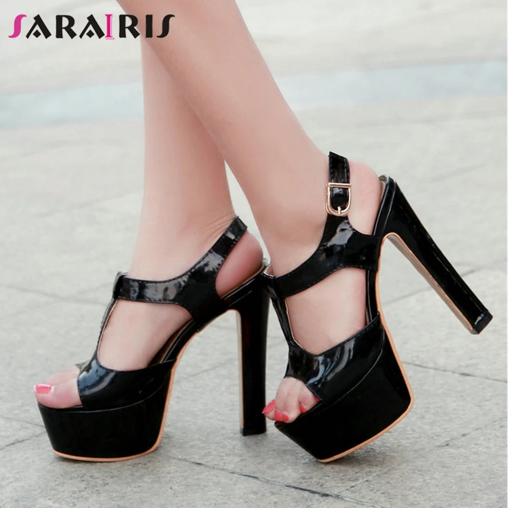 SARAIRIS New Arrival Sexy Women Sandals Thick Platform Super High Heels Buckle Strap Black Party Sandals Shoes Woman 34-43
SARAIRIS New Arrival Sexy Women Sandals Thick Platform Super High Heels Buckle Strap Black Party Sandals Shoes Woman 34-43