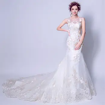 Summer2019 Wedding Lace Sleeveless Floral Mermaid Dress Sexy Women Fashion O Neck Embroidery Beach Style Party Dresses Wholesale
Summer2019 Wedding Lace Sleeveless Floral Mermaid Dress Sexy Women Fashion O Neck Embroidery Beach Style Party Dresses Wholesale