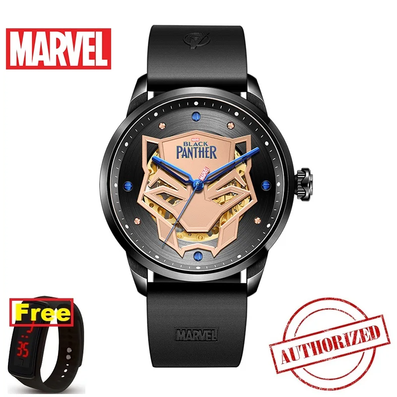 

Disney's official Genuine Marvel BLACK PANTHER Automatic mechanical Watch Hollow rubber stainless steel Limited Version 2019