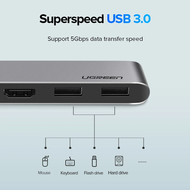 Ugreen USB C концентратор двойной тип для Мульти 3 0 HDMI MacBook Pro адаптер Thunderbolt док станция