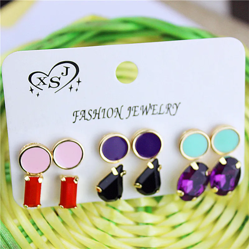 New fashion, gorgeous women's jewelry girl's birthday party, red green pink purple ear nail 6 pairs of /set mixed suit Earrings
New fashion, gorgeous women's jewelry girl's birthday party, red green pink purple ear nail 6 pairs of /set mixed suit Earrings