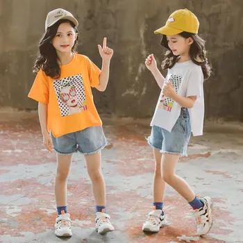 Summer 2020 Kids Fashion Girls Clothing Sets 2 pcs Orange White T-shirt & Hole Denim Shorts Set for Girls Clothes 4-13 Years Old
Summer 2020 Kids Fashion Girls Clothing Sets 2 pcs Orange White T-shirt & Hole Denim Shorts Set for Girls Clothes 4-13 Years Old