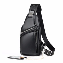 2019 jackkevin moda masculina bolsa de ombro burglarproof couro preto masculino peito saco de carregamento usb crossbody sacos viagem(China)