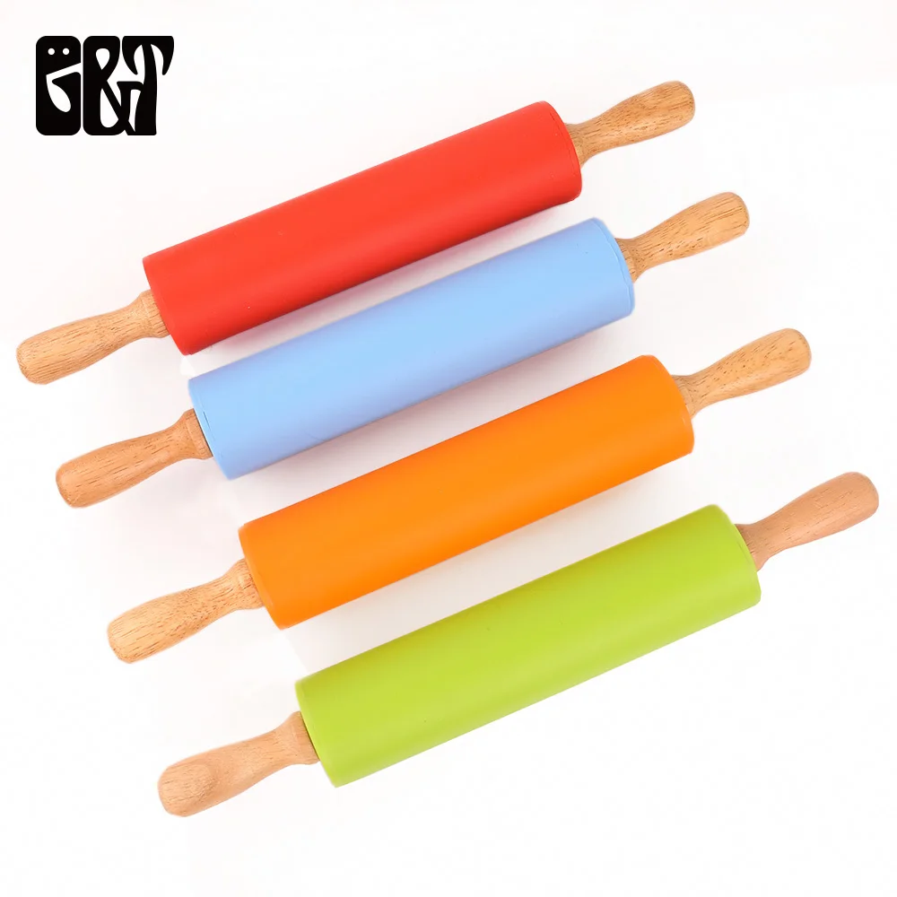 G&T Silicone Roller Pin Rotating Fondant Rolling Sticks Baking Tools Wooden Handle Roller Cake Baking Cooking Kitchen Gadgets
G&T Silicone Roller Pin Rotating Fondant Rolling Sticks Baking Tools Wooden Handle Roller Cake Baking Cooking Kitchen Gadgets