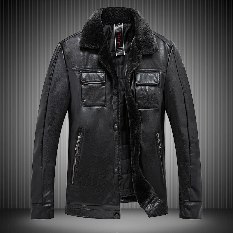 Men's Leather Jacket 2019 Winter Warm Fleece Single-breasted Zipper Pockets Design Man Faux Leather Coat Black L-4XL 1817
Men's Leather Jacket 2019 Winter Warm Fleece Single-breasted Zipper Pockets Design Man Faux Leather Coat Black L-4XL 1817