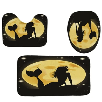 4Pcs Home Bathroom Decor Set Mermaid Pattern Toilet Seat Cover Bath Mat Set+Waterproof Shower Curtain
4Pcs Home Bathroom Decor Set Mermaid Pattern Toilet Seat Cover Bath Mat Set+Waterproof Shower Curtain