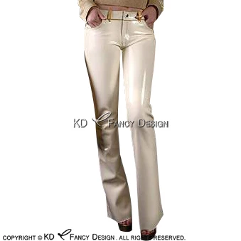 White With Golden Sexy Latex Jeans With Zipper Pockets Rubber Pants Leggings Trousers Bottoms CK-0064
White With Golden Sexy Latex Jeans With Zipper Pockets Rubber Pants Leggings Trousers Bottoms CK-0064