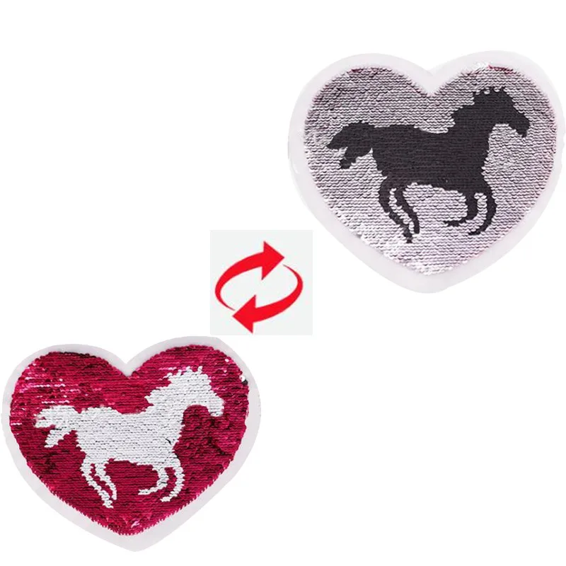 ShinEquin Cute Heart Horse flip the double sided Patches for clothing Diy Reversible change color sequins Patch T-shirt Stickers
ShinEquin Cute Heart Horse flip the double sided Patches for clothing Diy Reversible change color sequins Patch T-shirt Stickers
