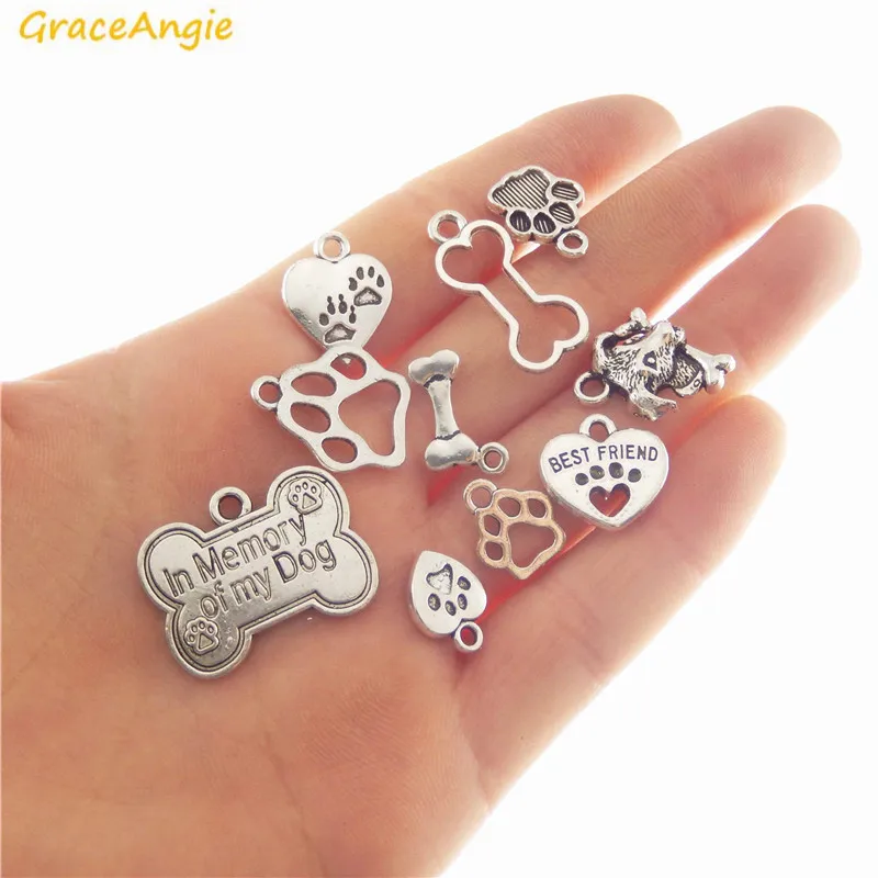 GraceAngie 10pcs Cute Puppy Paw Dog's Favorite Bone Shape Little Pendant Alloy Charm DIY Pet Name Tag Accessory Craft Findings
GraceAngie 10pcs Cute Puppy Paw Dog's Favorite Bone Shape Little Pendant Alloy Charm DIY Pet Name Tag Accessory Craft Findings