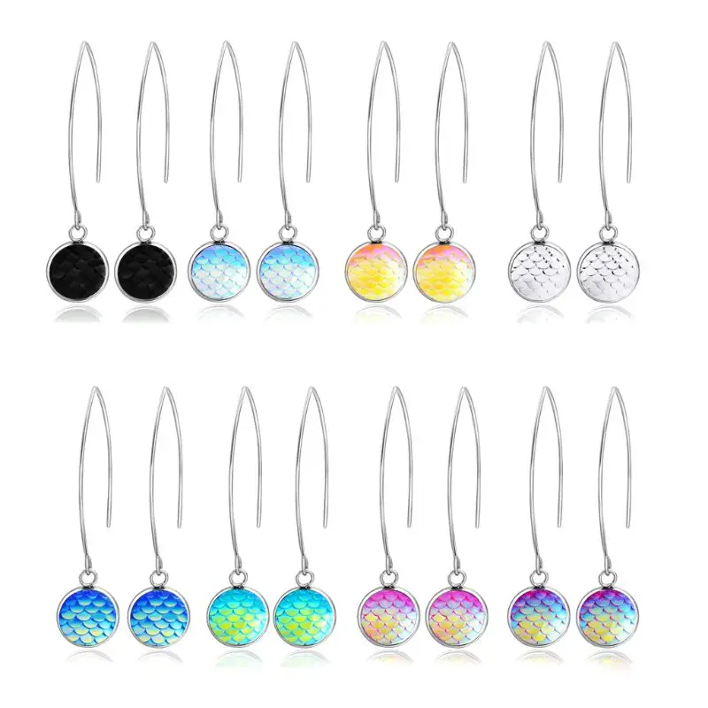 1 Pair Shiny Beauty Fish Scale Stainless Steel Drop Glitter Earrings Women Fashion Jewelry Decoration Gift
1 Pair Shiny Beauty Fish Scale Stainless Steel Drop Glitter Earrings Women Fashion Jewelry Decoration Gift