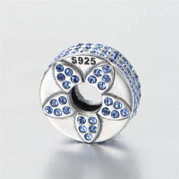 GW Sterling Silver Flower Charm Silver Pave Blue Australian Crystal Jewelry Bracelet Bangle For Women X425 
GW Sterling Silver Flower Charm Silver Pave Blue Australian Crystal Jewelry Bracelet Bangle For Women X425