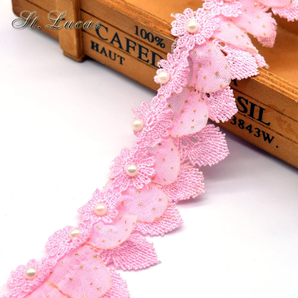 New high quality 1yd/lot Craft Braided pearl handmade flower embroidered Lace ribbon trim sew on lady overcoat dress curtain DIY
New high quality 1yd/lot Craft Braided pearl handmade flower embroidered Lace ribbon trim sew on lady overcoat dress curtain DIY