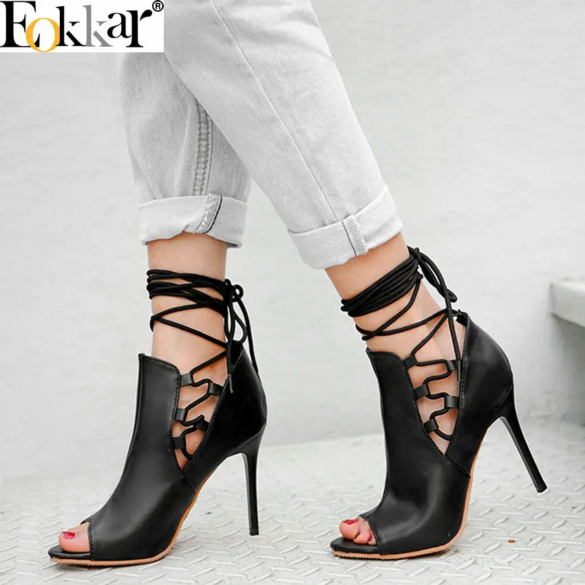 Eokkar 2019 Women Thin High Heel Mules Pumps Open Toe Cross Tied Elegant Ladies Gladiator PU Leather Black Stilettos Size 34-43
Eokkar 2019 Women Thin High Heel Mules Pumps Open Toe Cross Tied Elegant Ladies Gladiator PU Leather Black Stilettos Size 34-43