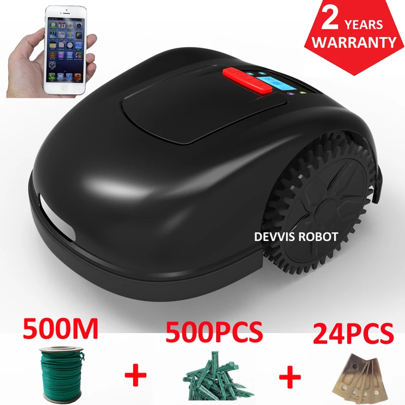 

2019 Smartphone APP Contorl robot plaeneklipper electric lawn mower With 13.2AH Li-ion Battery+500m wire+500pcs pegs+24pcs Blade