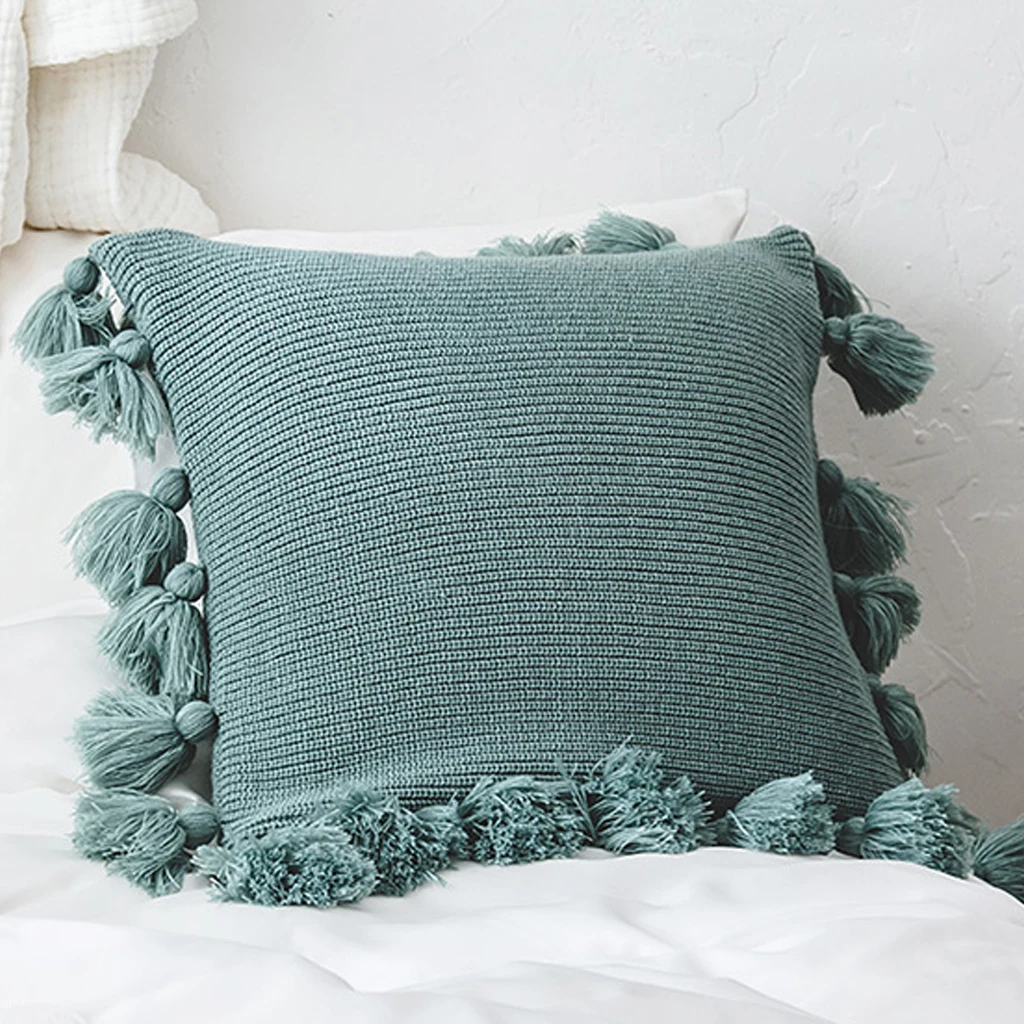 Knitted Pillow Covers Solid Color Square Pillow Case Soft For Sofa Bed Nursery Room Cushion Case Tassels Knitting Pillowcase
Knitted Pillow Covers Solid Color Square Pillow Case Soft For Sofa Bed Nursery Room Cushion Case Tassels Knitting Pillowcase