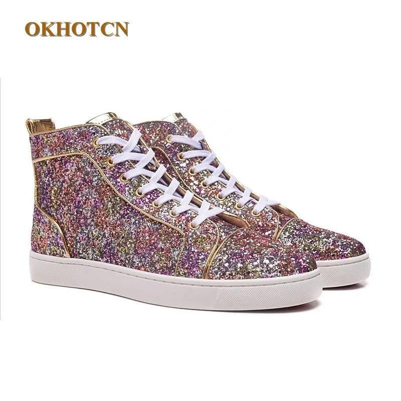 Unisex Casual Sneakers Bling Bling Shinny Glitter Red High Top Mens Shoes Fashion Crystal Lace-Up Luxury Designer Shoes Man Flat
Unisex Casual Sneakers Bling Bling Shinny Glitter Red High Top Mens Shoes Fashion Crystal Lace-Up Luxury Designer Shoes Man Flat