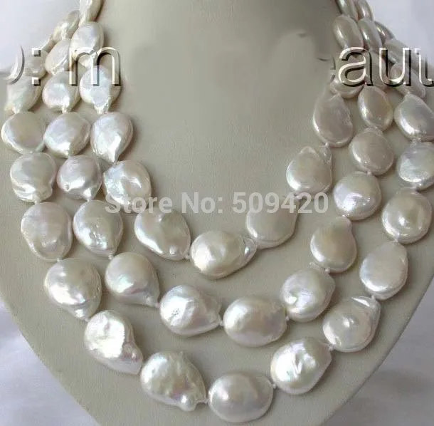 FREE SHIPPING>>@> HOT >>stunning 3rows big 14mm baroque white freshwater pearl necklace
FREE SHIPPING>>@> HOT >>stunning 3rows big 14mm baroque white freshwater pearl necklace