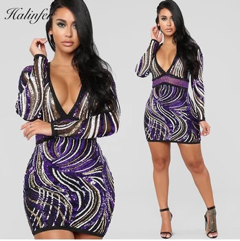 Halinfer 2019 New summer women dress sexy bodycon V-Neck Sequined Multicolor dress celebrity Homecoming party dresses vestidos
Halinfer 2019 New summer women dress sexy bodycon V-Neck Sequined Multicolor dress celebrity Homecoming party dresses vestidos