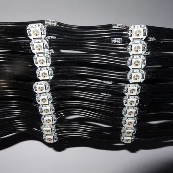 

100pcs/string addressable SK6812-RGB led with heatsink(10mm*3mm);DC5V input;5cm wire spacing;with all black wire