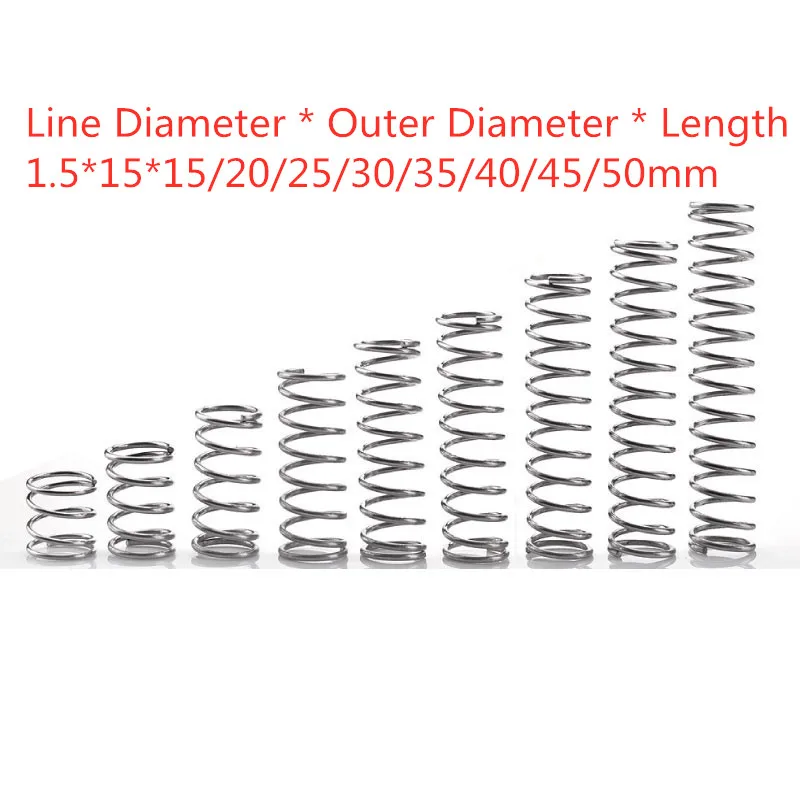10pcs 304 short compression spring Wire diameter 1.5* outside 15* length 15-50 | Обустройство дома