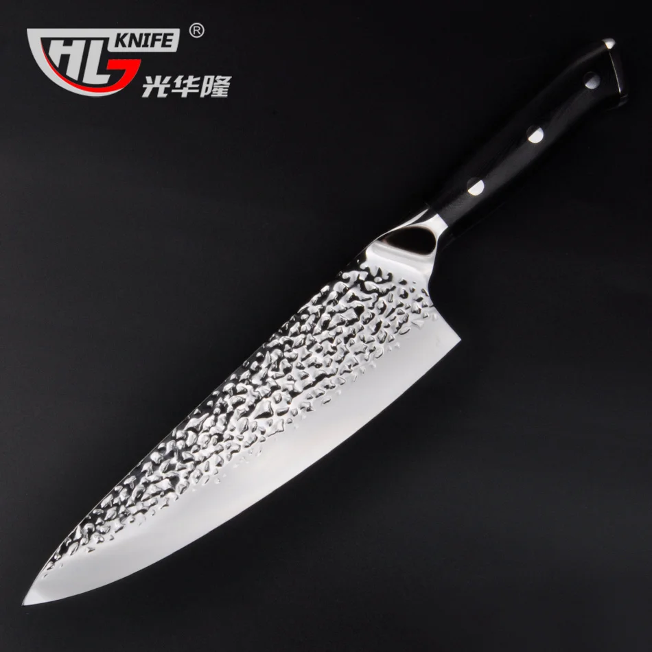 German 1.4116 Stainless Steel chef Knife for kitchen Japanese Set of knives hammered woman chef knife G10 handle free shipping
German 1.4116 Stainless Steel chef Knife for kitchen Japanese Set of knives hammered woman chef knife G10 handle free shipping