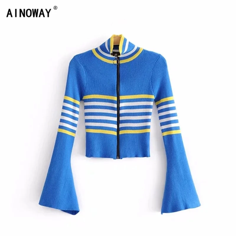 Vintage chic spring women's fashion knited slim fit cardigans sweaters zippers short stripes flare sleeved sweaters
Vintage chic spring women's fashion knited slim fit cardigans sweaters zippers short stripes flare sleeved sweaters