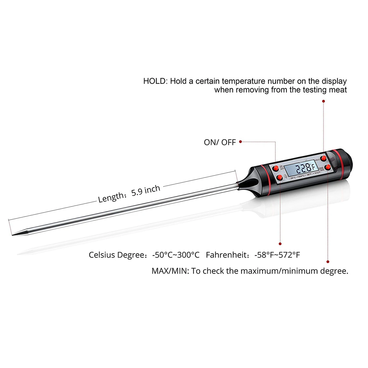 Kitchen Tools LCD Display Digital Stainless Cooking Thermometer Food Probe Meat BBQ Heat Indicator With
Kitchen Tools LCD Display Digital Stainless Cooking Thermometer Food Probe Meat BBQ Heat Indicator With