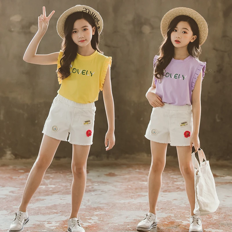 Girls Short Sets Summer Teen Kids Clothing Set Sleeveless Shirt + White Shorts 2pcs Toddler Outfits Teenagers 12 14 Cocuk Giyim
Girls Short Sets Summer Teen Kids Clothing Set Sleeveless Shirt + White Shorts 2pcs Toddler Outfits Teenagers 12 14 Cocuk Giyim