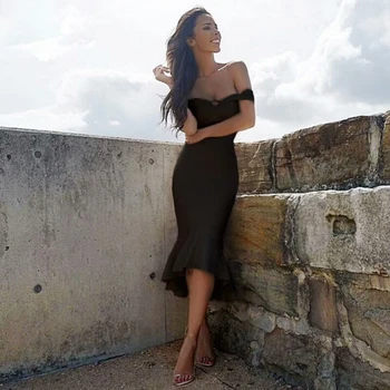 Sexy Women Dress Off The Shoulder 3 Color Solid Fishtail Rayon Bandage Dress
Sexy Women Dress Off The Shoulder 3 Color Solid Fishtail Rayon Bandage Dress