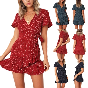 Irregular Party Casual Chiffon Ruffles Dress Women Summer Mini Dress Short Bow Plue Size Red Vintage Wrap Polka Dot Dresses 2020 
Irregular Party Casual Chiffon Ruffles Dress Women Summer Mini Dress Short Bow Plue Size Red Vintage Wrap Polka Dot Dresses 2020