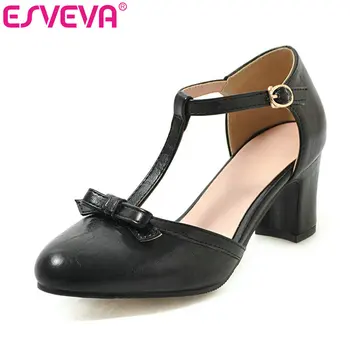 ESVEVA 2019 Women Pumps PU Leather T-strap Butterfly-Knot Round Toe Square High Heel Buckle Female Ladies Shoes Size 34-43
ESVEVA 2019 Women Pumps PU Leather T-strap Butterfly-Knot Round Toe Square High Heel Buckle Female Ladies Shoes Size 34-43