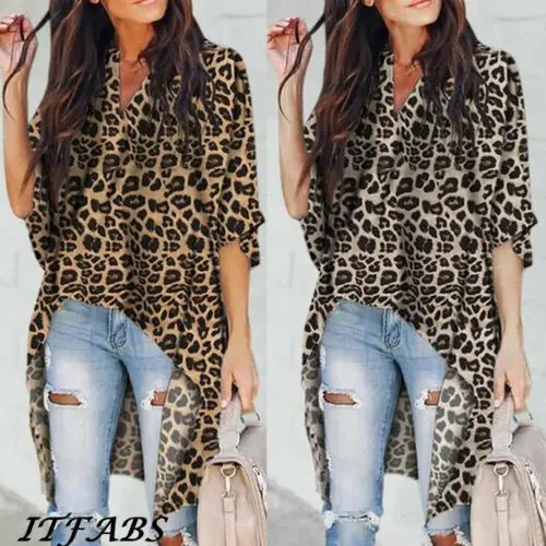 Fashion Women's Ladies Summer Long Sleeve V neck Leopard Loose Casual Long Blouse Summer Tops
Fashion Women's Ladies Summer Long Sleeve V neck Leopard Loose Casual Long Blouse Summer Tops