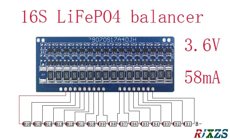 16S 3 6 В LiFePo4 баланс Баланс напряжения ток 58 мА|lifepo4 16s|16s lifepo4balance board |