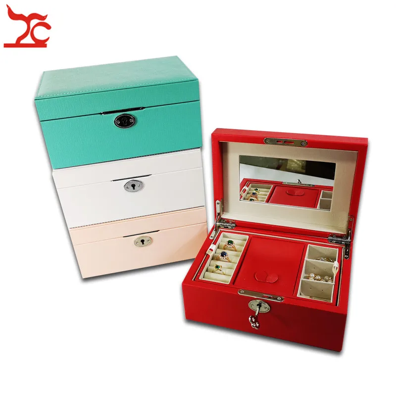 4 Colors Fashion Cosmetic Jewelry Casket 2 Layer Leather Makeup Earring Ring Stroage Organizer Box With Lock Opener Boite Bijoux
4 Colors Fashion Cosmetic Jewelry Casket 2 Layer Leather Makeup Earring Ring Stroage Organizer Box With Lock Opener Boite Bijoux