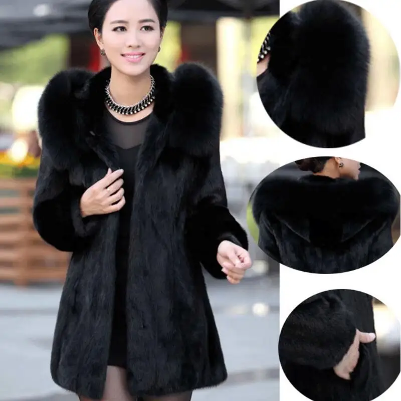 Women's fur Winter Luxury High Imitation Fox Fur Hooded Long Coat Fashion Black Long-Sleeved MS Fox Fur Luxury Hooded Coat Women
Women's fur Winter Luxury High Imitation Fox Fur Hooded Long Coat Fashion Black Long-Sleeved MS Fox Fur Luxury Hooded Coat Women