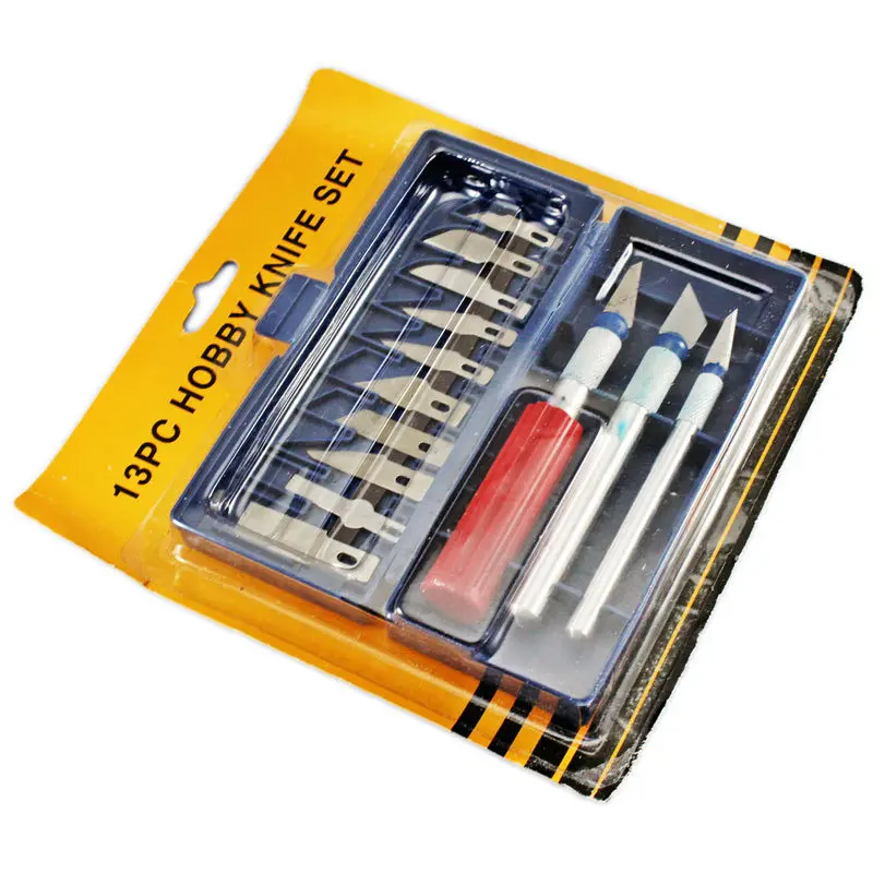 13pcs Hobby Knife Set Gravar Burin Carving Tools Set with 3 Handles Sculpture Knife DIY Tool