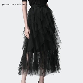 2019 Summer 3D Ruffles Tulle Skirt Solid Color Elastic High Waist A-Line Irregular Plus Size All-Match Mesh Long Women' Skirt
2019 Summer 3D Ruffles Tulle Skirt Solid Color Elastic High Waist A-Line Irregular Plus Size All-Match Mesh Long Women' Skirt