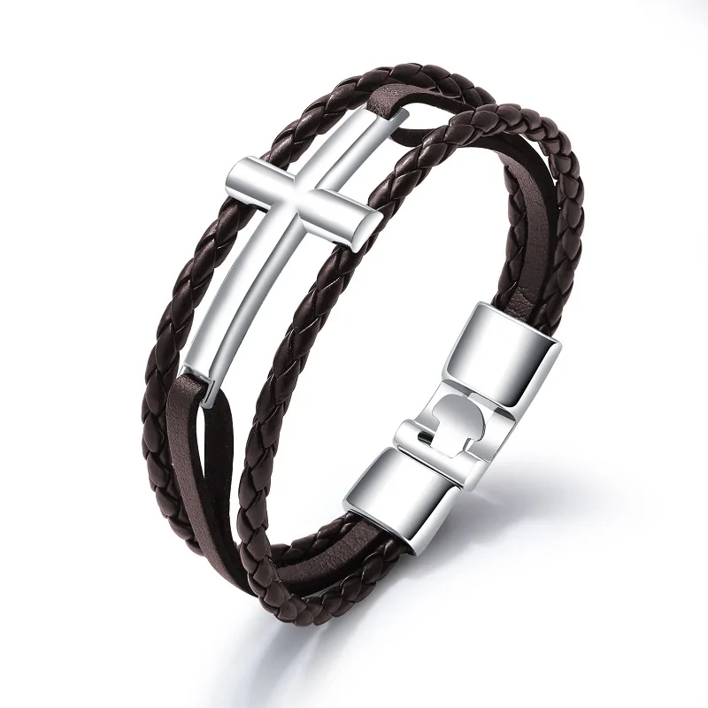 Religion Jewelry Black White Color Weave Leather Stainless Steel Men Bracelets For Women Cross Bracelets Bangles For Unisex
Religion Jewelry Black White Color Weave Leather Stainless Steel Men Bracelets For Women Cross Bracelets Bangles For Unisex