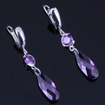 Ravishing Purple Cubic Zirconia Silver Plated Drop Dangle Earrings V0353
Ravishing Purple Cubic Zirconia Silver Plated Drop Dangle Earrings V0353